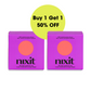 Two purple nixit menstrual cups boxes are side by side with a circle in between them that states 'Buy 1 Get 1 50% OFF'