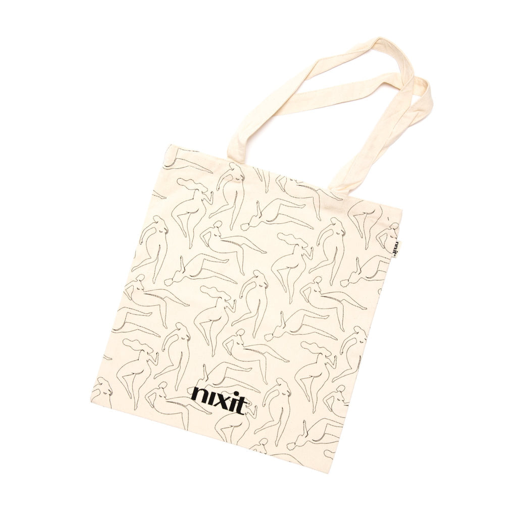 Photo of reusable heavyweight 100% organic cotton tote in our signature pattern